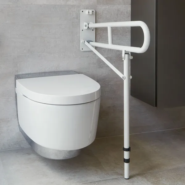 Homecare Opklapbare Toiletbeugel met Steunvoet - Verstelbare Toiletsteun - Wit