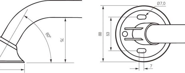 Alternative view of Rechte Wandbeugel - Verkrijgbaar van 30 t/m 140 cm