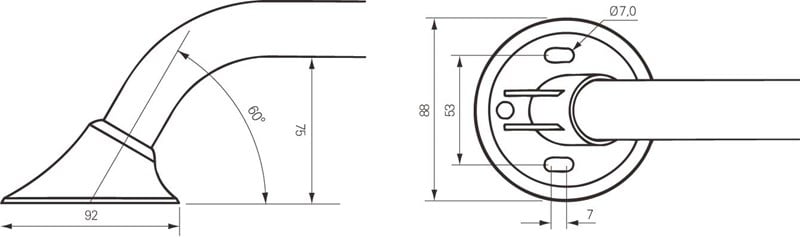 Rechte Wandbeugel - Verkrijgbaar van 30 t/m 140 cm - Afbeelding 2